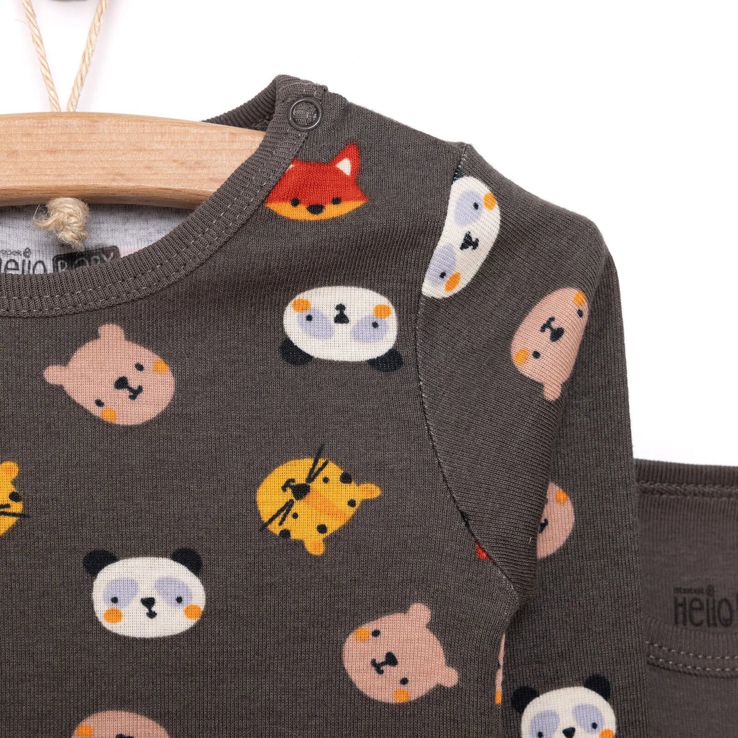 HelloBaby Boy 2-Pack Long Sleeve Bodysuit - Dark Grey