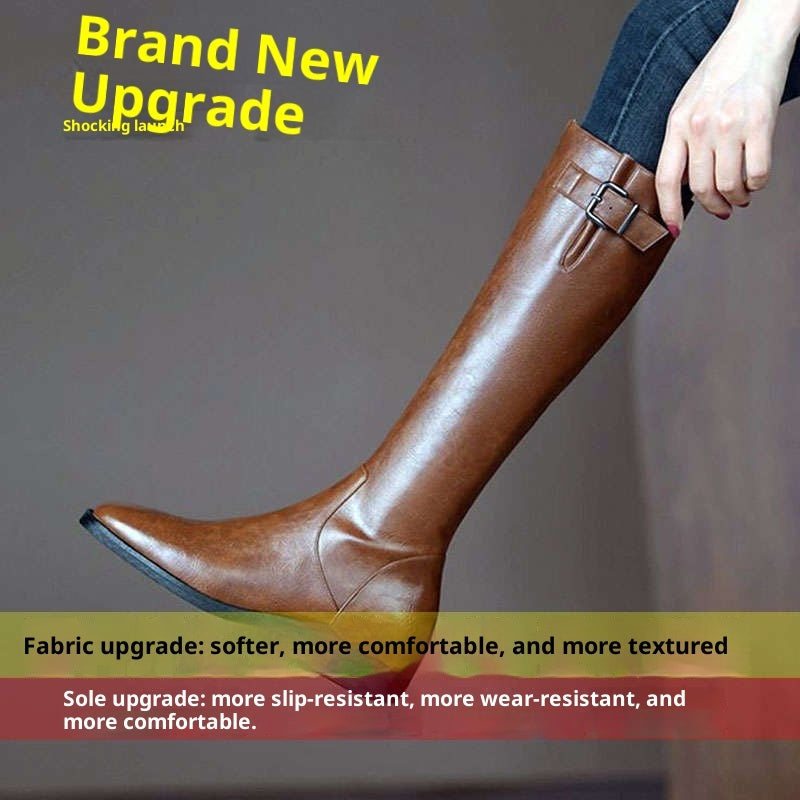 High-grade Below The Knee Slimming Chunky Heel Knight