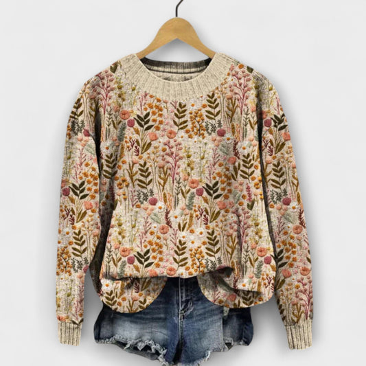 TINA | ELEGANT FLORAL KNIT SWEATER