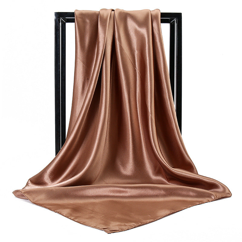 Ladies' Solid Colour Silk Satin Square Scarf, 90/90cm Headscarf, Flight Attendants' Neckerchiefs
