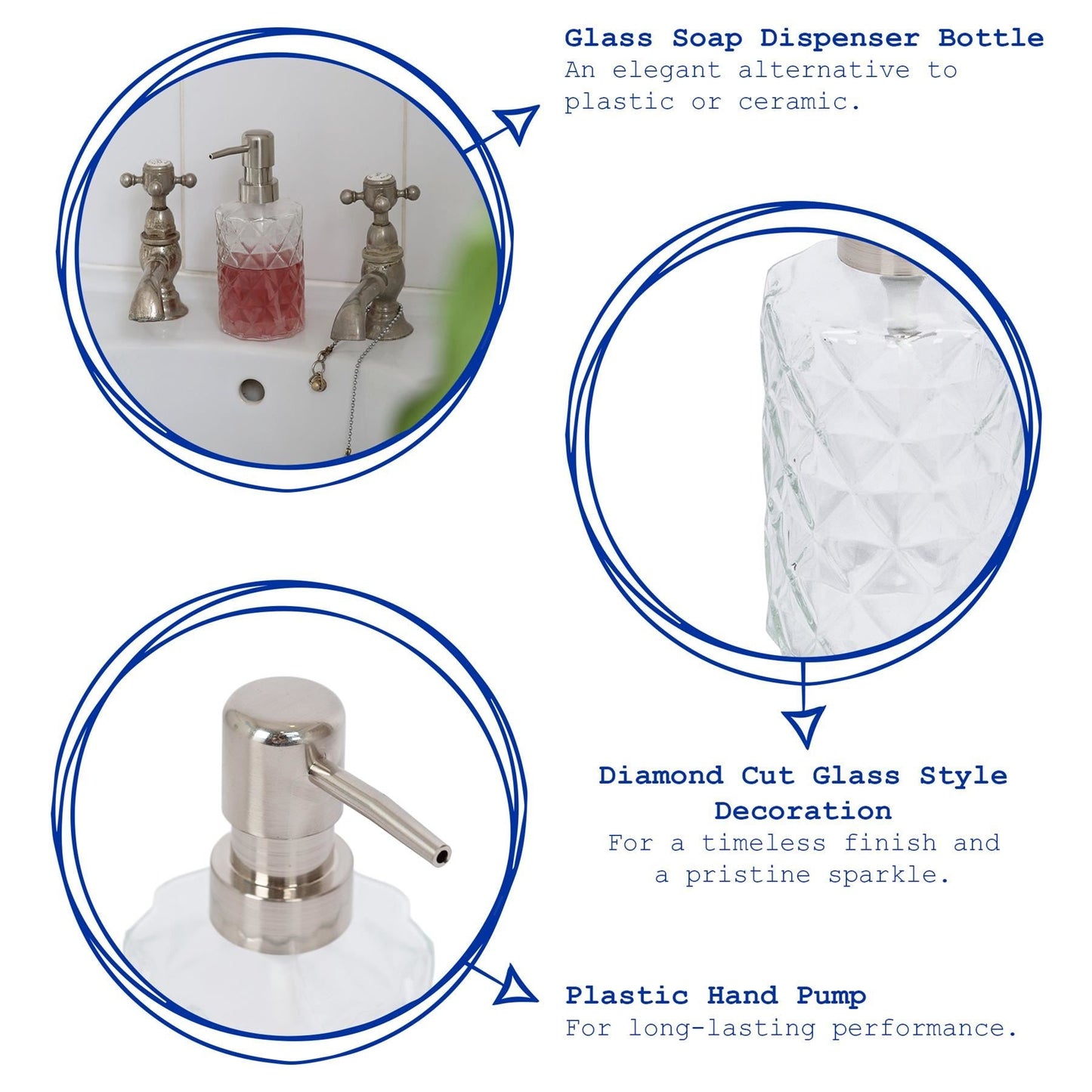 330ml Prism Glass Soap Dispenser