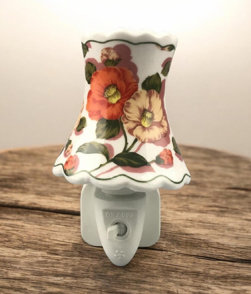 8 INCH FLORAL LED NIGHTLIGHT ORANGE & PASTEL