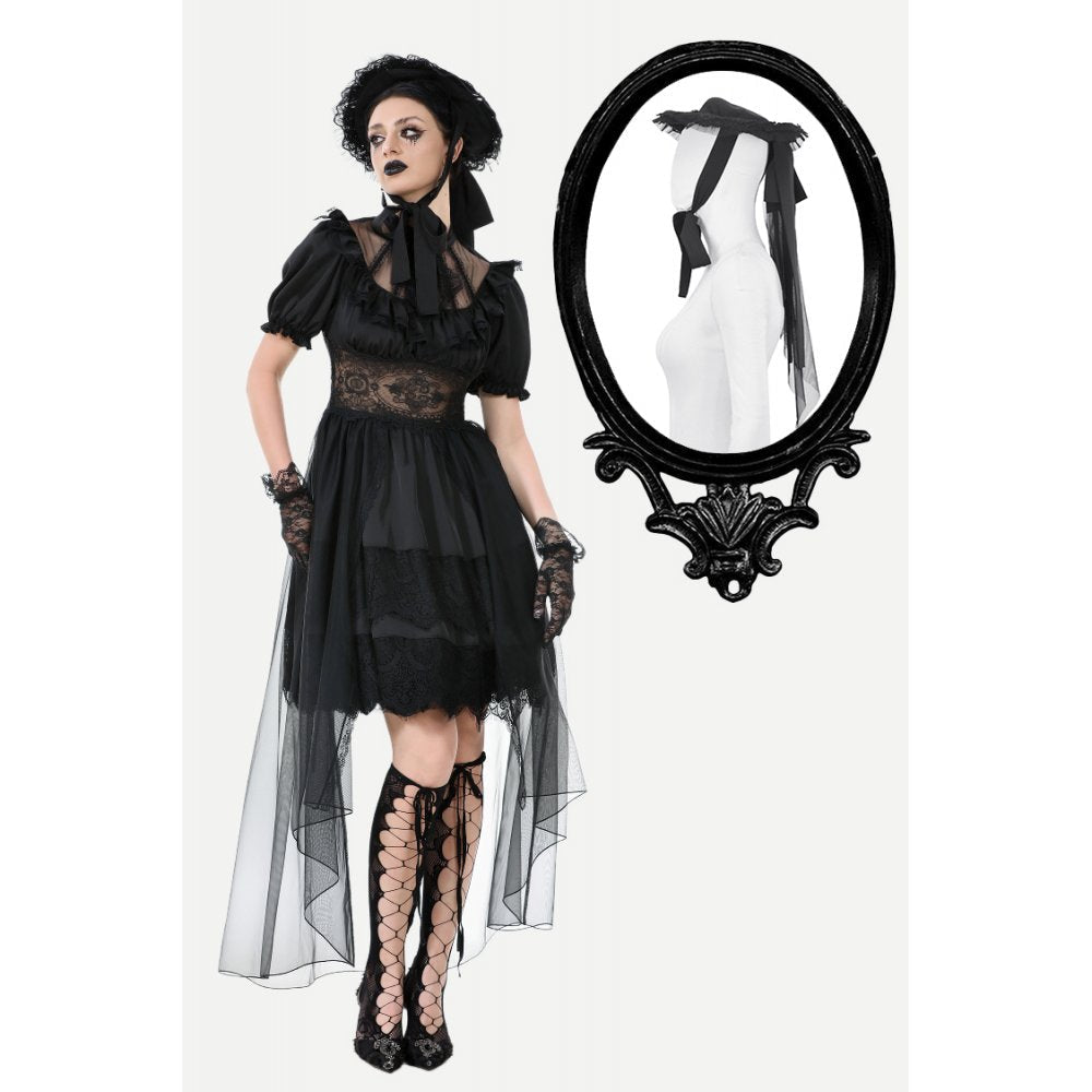 Dark in Love Evangeline Lace-Trimmed Goth Sun Hat