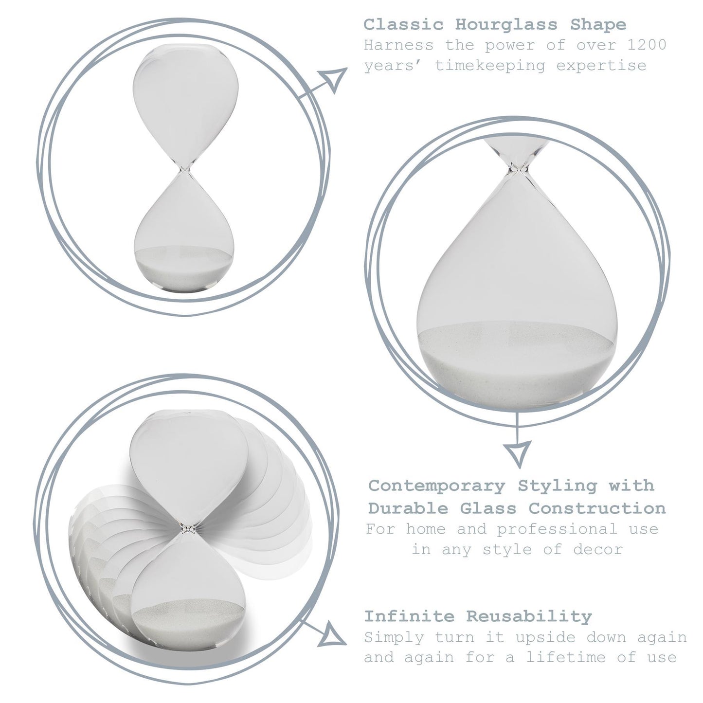 3pc Glass Sand Timer Set - 3 Sizes