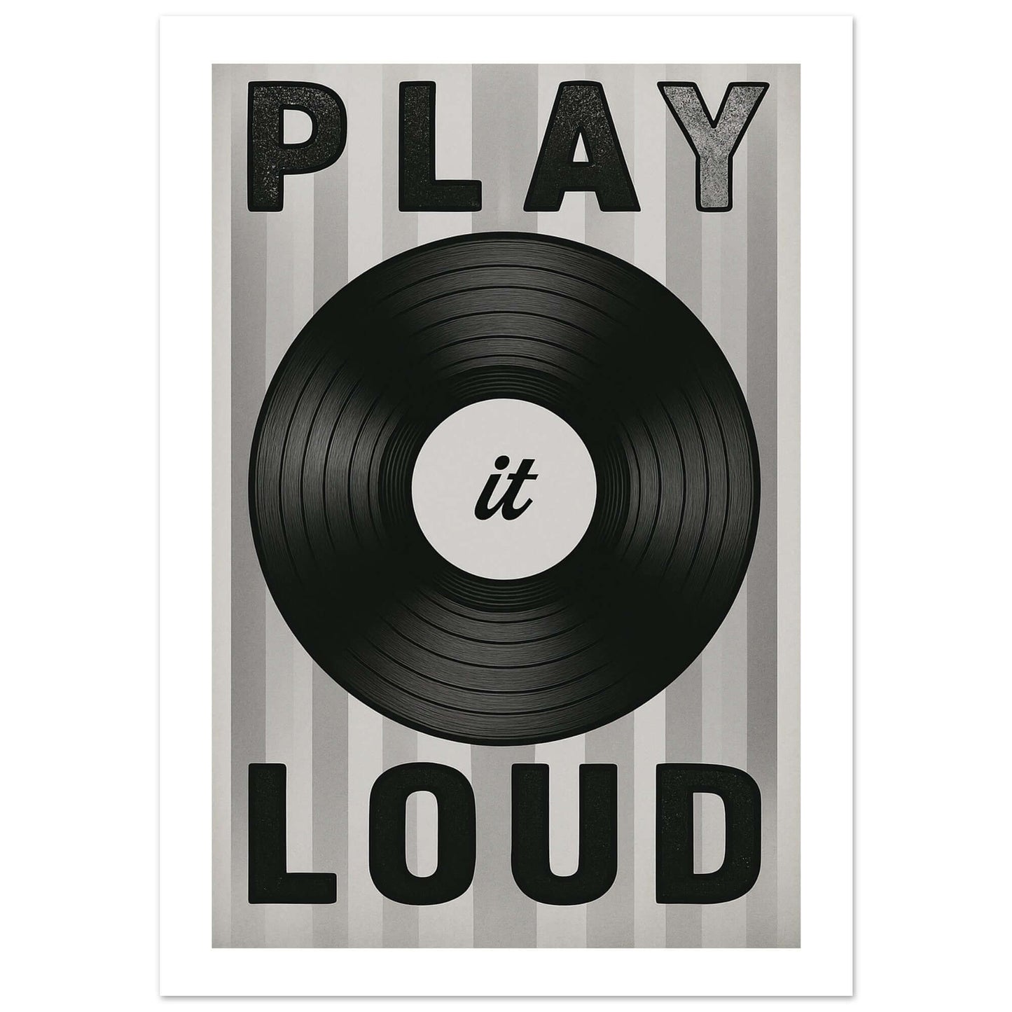 Play It Loud Vinyl Record Wall Art – Retro Music Poster for Studio & Home Decor