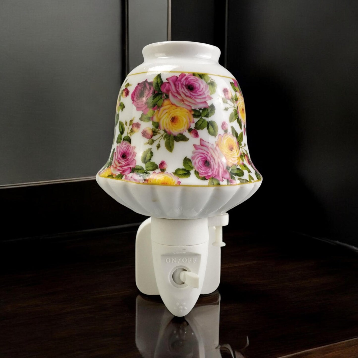 8 INCH FLORAL LED NIGHTLIGHT PINK & ORANGE