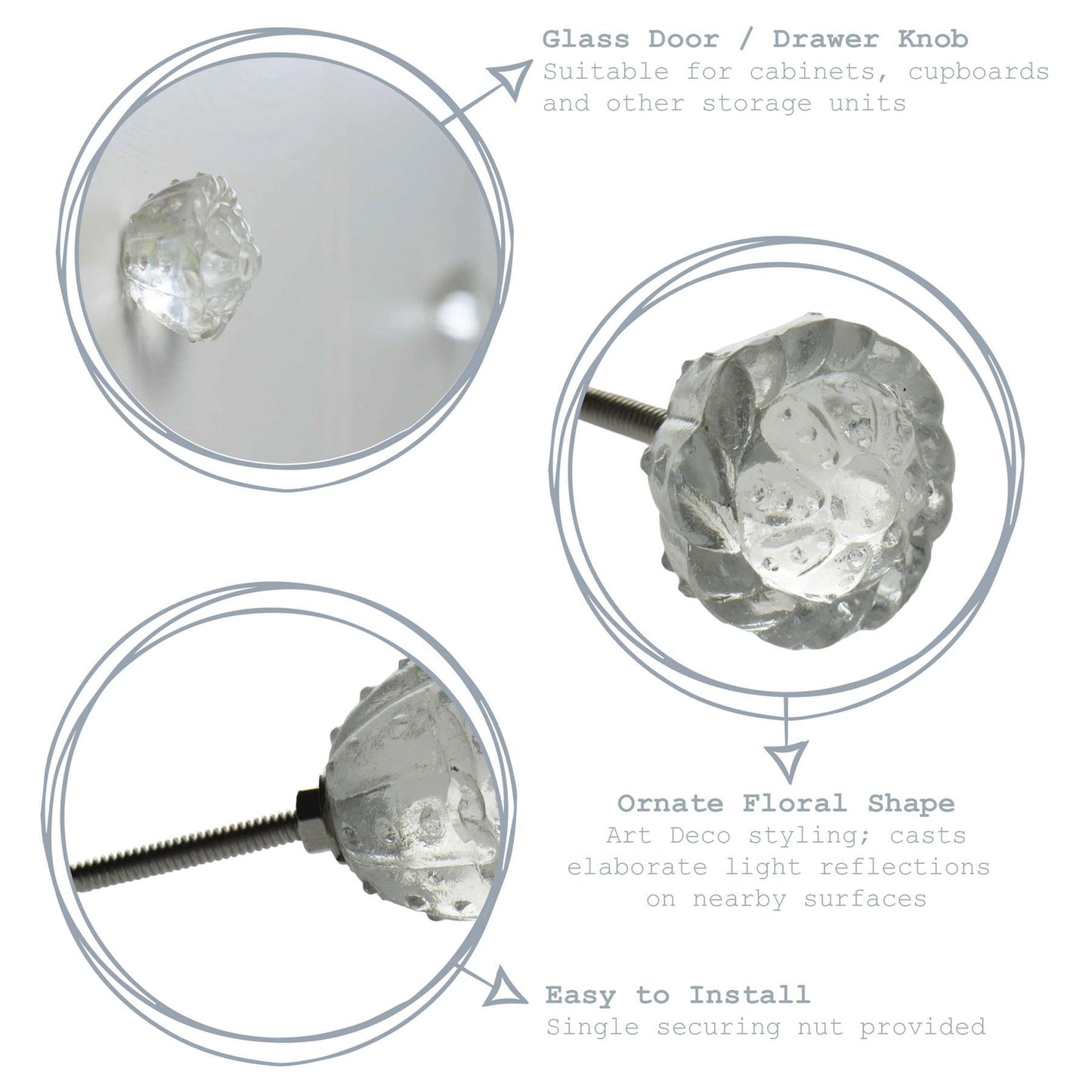 Flower Glass Door Knob
