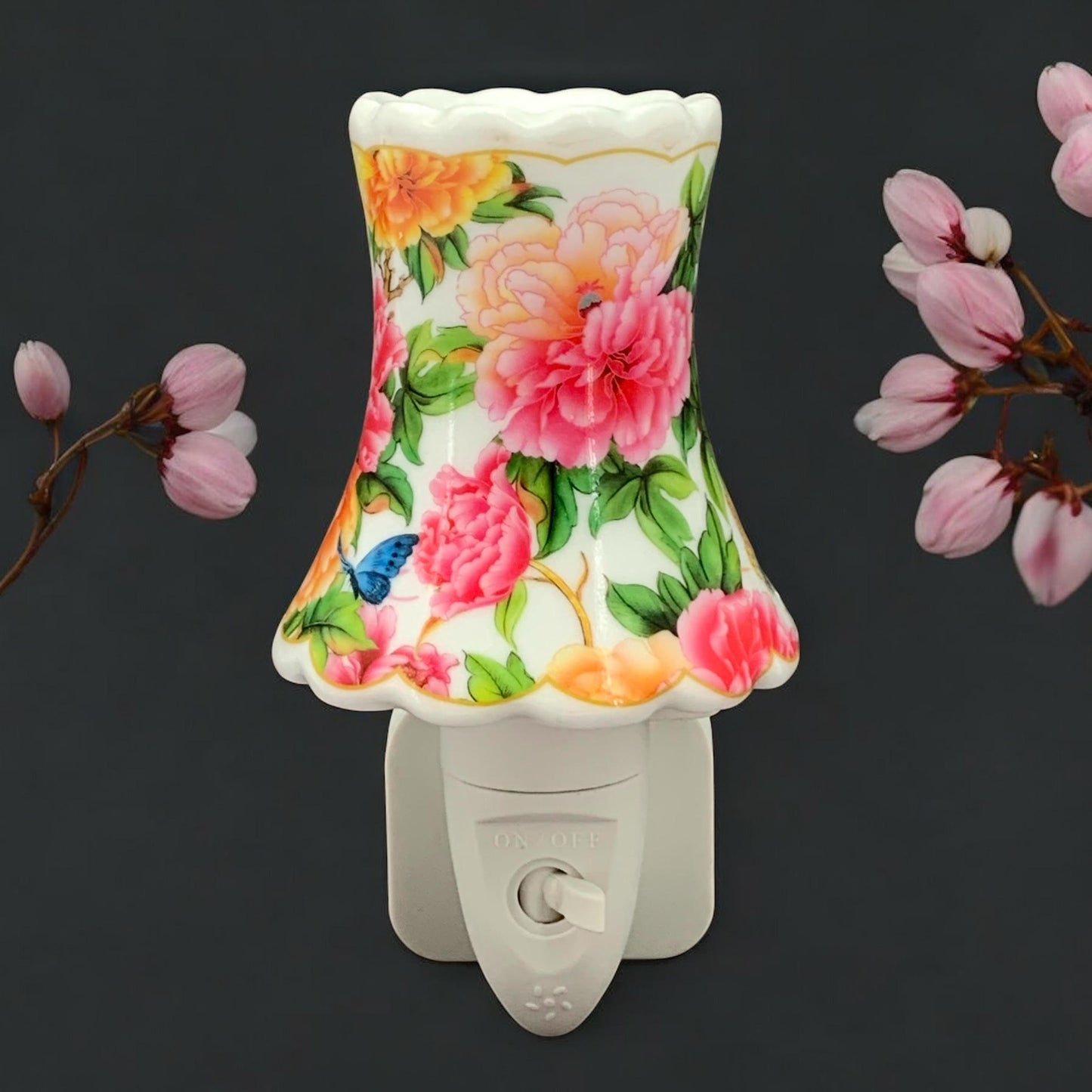 8 INCH FLORAL LED NIGHTLIGHT ORANGE AND PINK