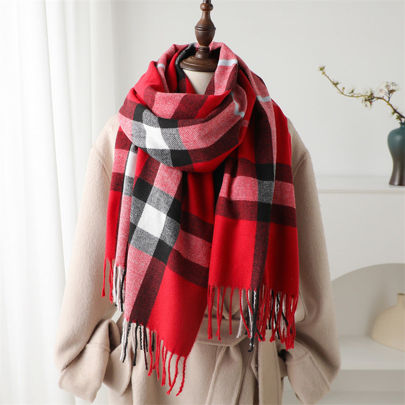 Luxury Cashmere-Like Plaid Warm Shawl | Unisex Winter Scarf