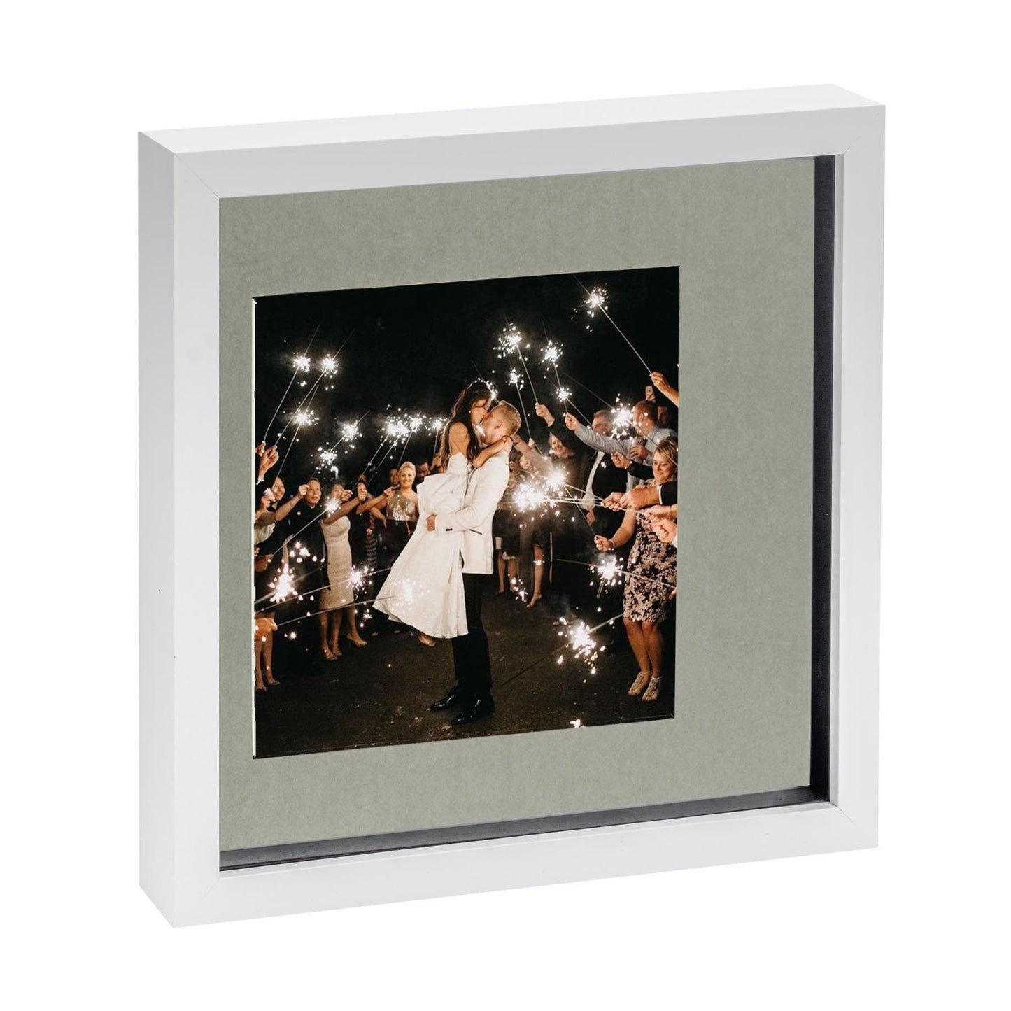 10" x 10" White 3D Box Photo Frame - with 6" x 6" Mount
