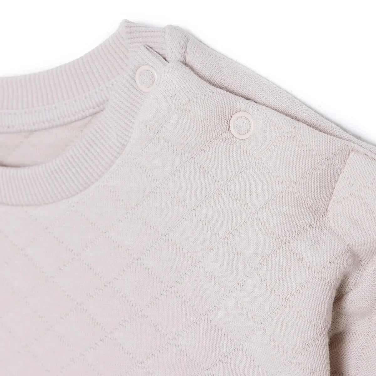 HelloBaby Unisex Sweatshirt- Bottom with Poppers Crew Neck Long Leg Long Sleeve - Beige