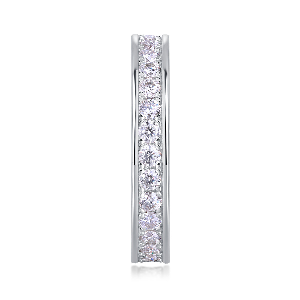 Trajectory - Set With Top-quality Moissanite S925 Silver And Platinum-plated Diamond Wedding Ring, The Ring Can Be Tested With A Diamond Pen In Gold And Rose Gold
