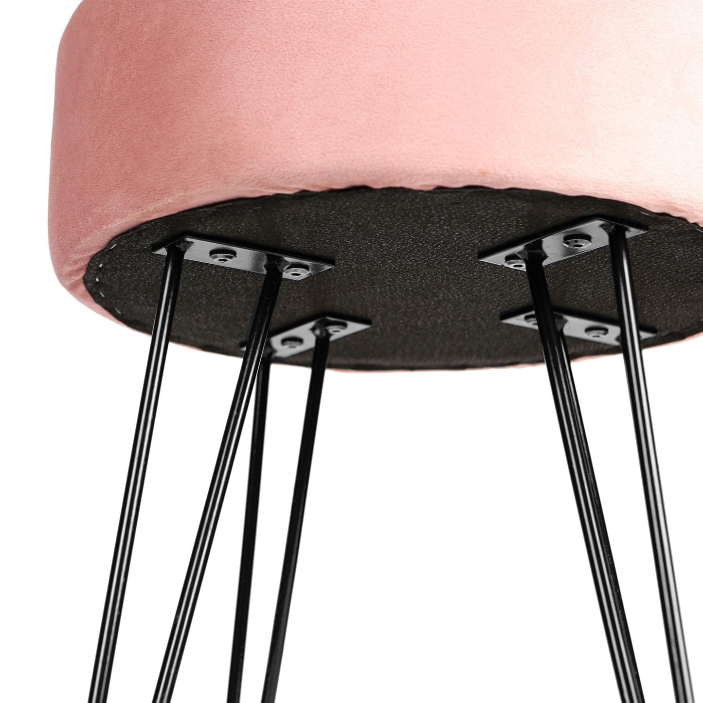 Pink Round Velvet Footstool