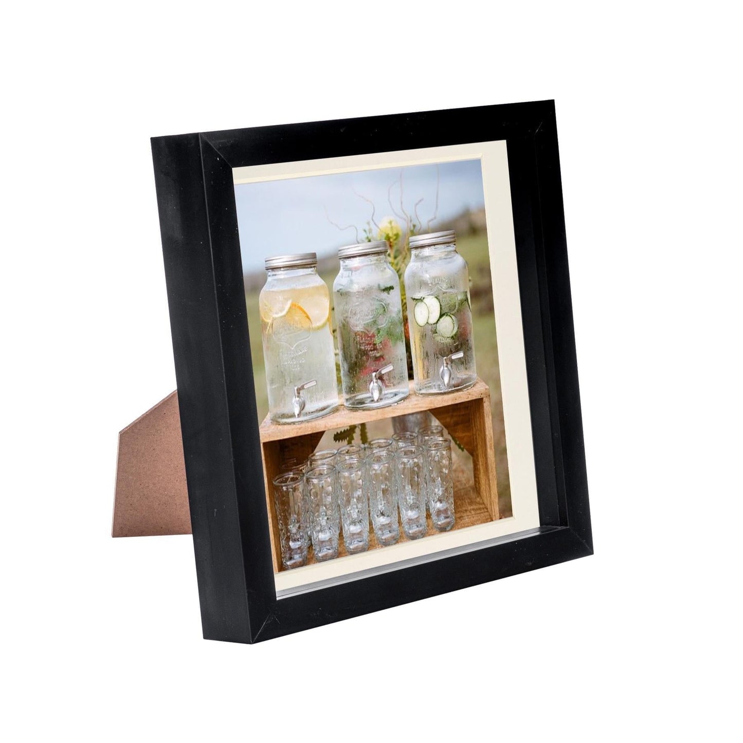 8" x 8" Black 3D Box Photo Frame - with 6" x 6" Mount
