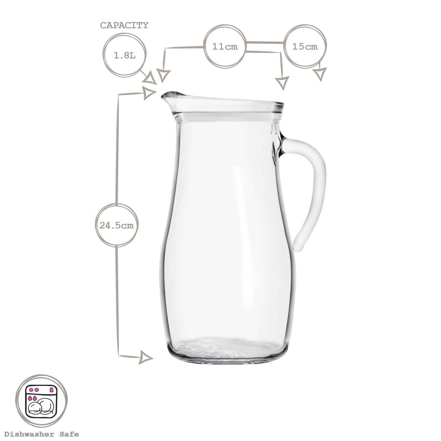 1.8L Misket Glass Water Jug with Silicone Lid