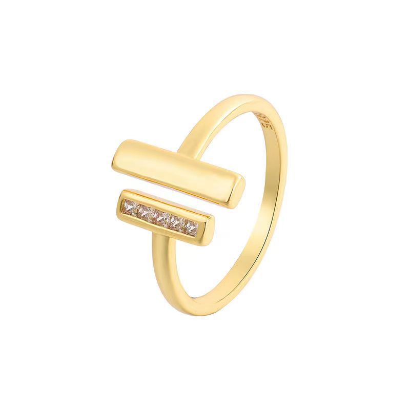 Double T Ring Niche Open Minimalist Style Ring Birthday Gift Valentine's Day Gift