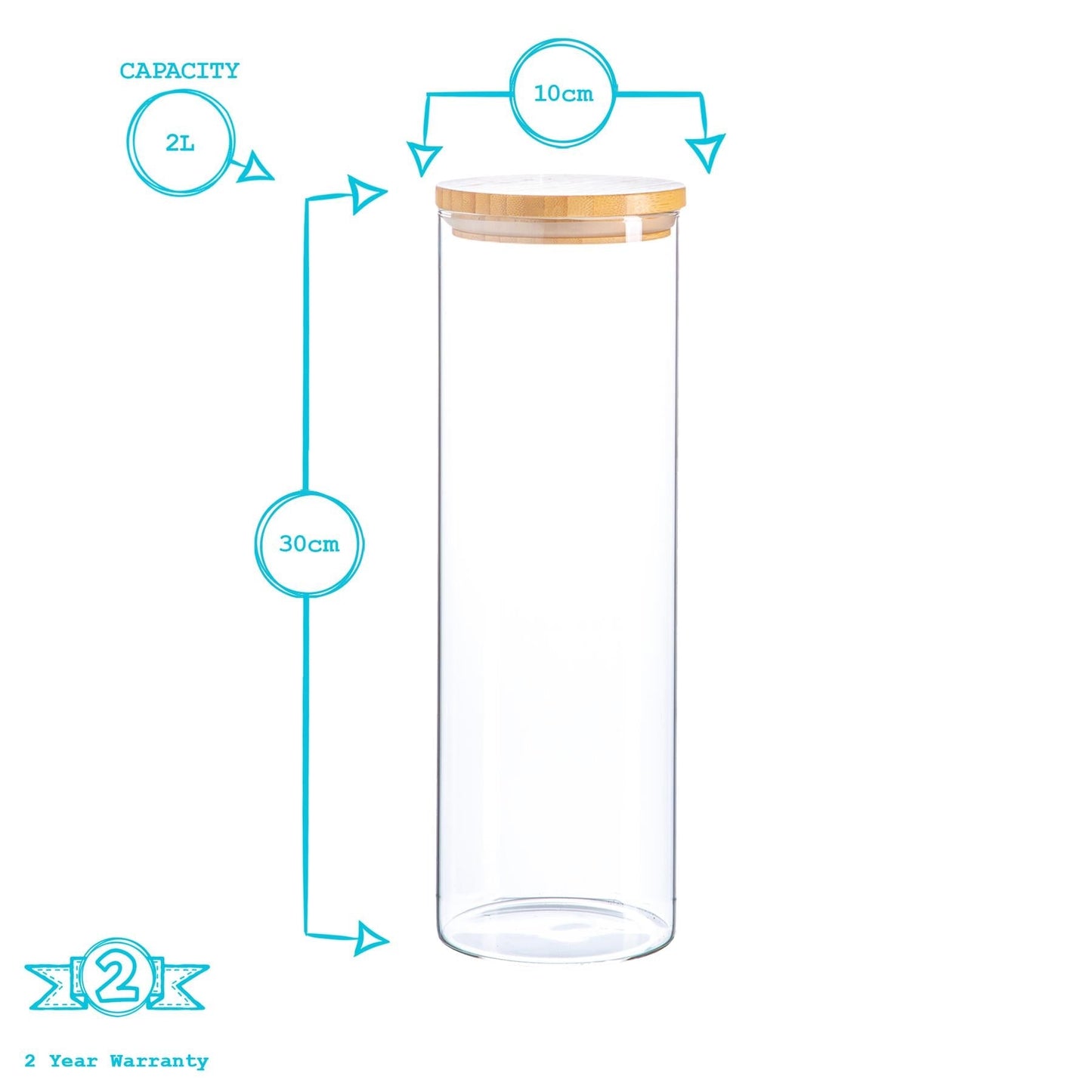 2L Scandi Storage Jar with Wooden Lid