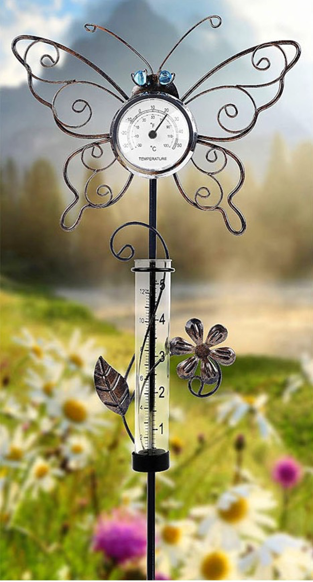 Butterfly Shaped Thermometer with Rain Gauge