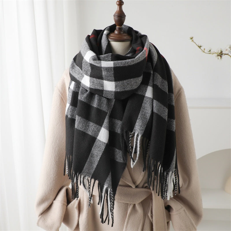 Luxury Cashmere-Like Plaid Warm Shawl | Unisex Winter Scarf