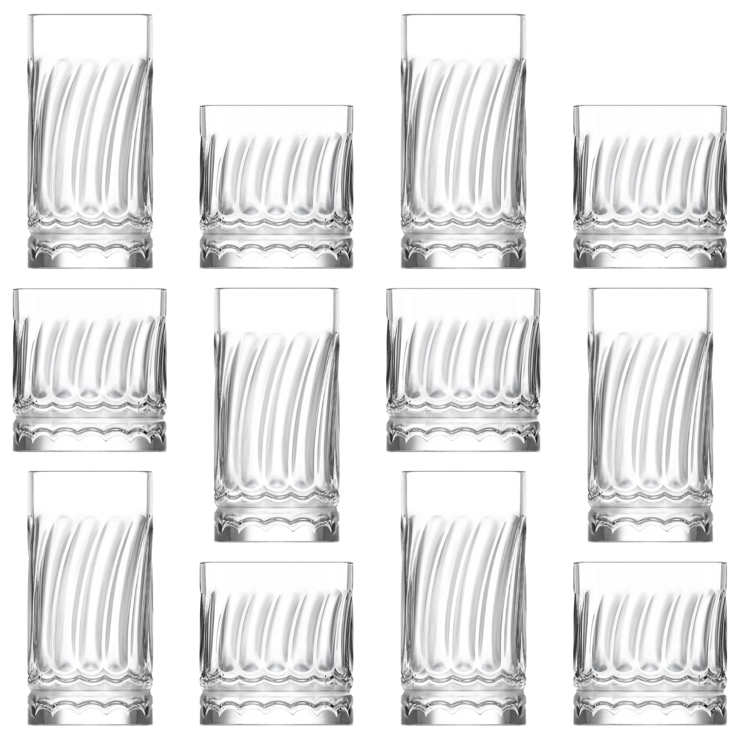 12 Piece Wave Glassware Set