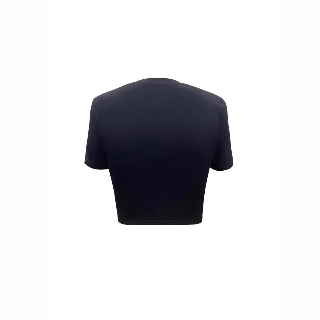 Women's All-match Letters Printed Solid Color Short Sleeve