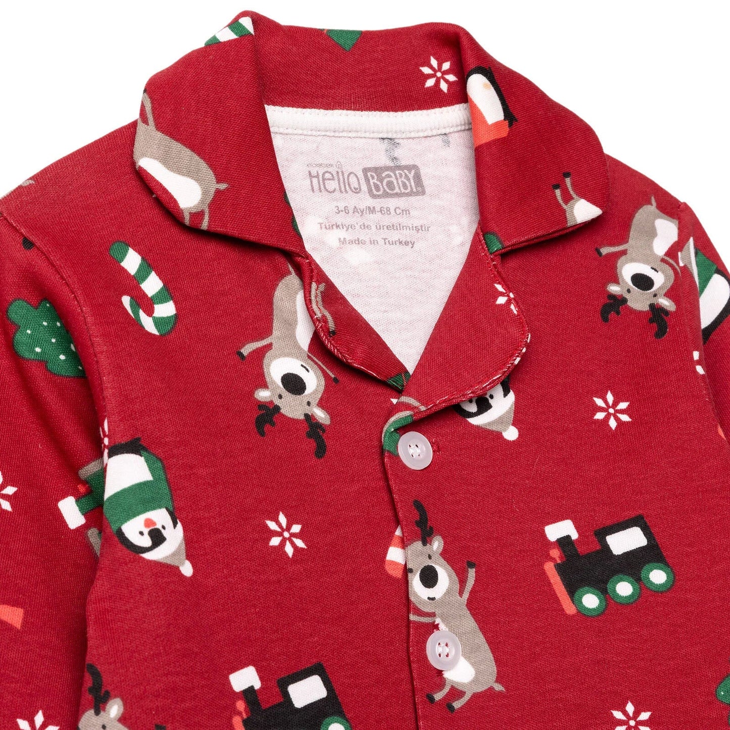 HelloBaby Christmas Baby Boy Long Sleeve Pyjamas Set - Red