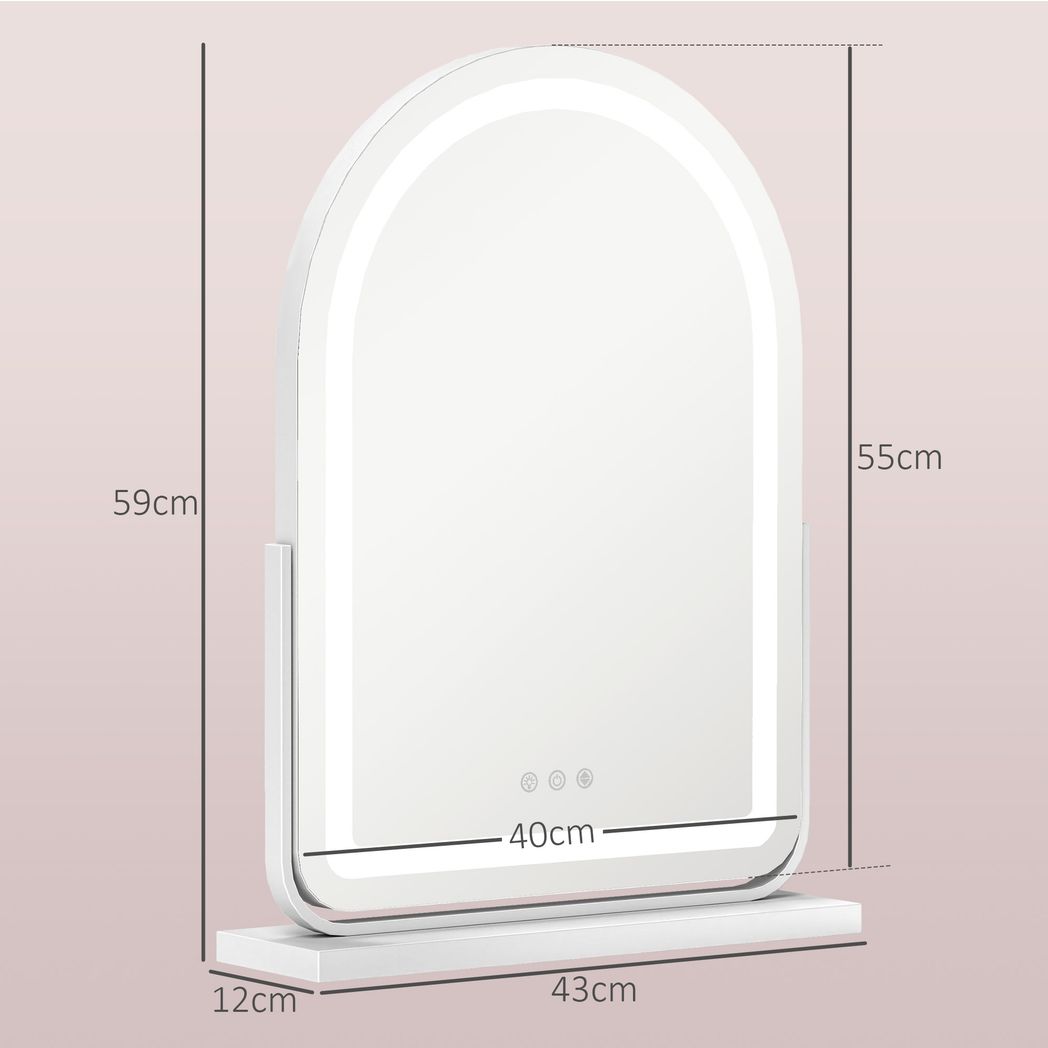 HOMCOM Vanity Mirror with Lights, 3 Colour, 360° Rotation, Touch Screen