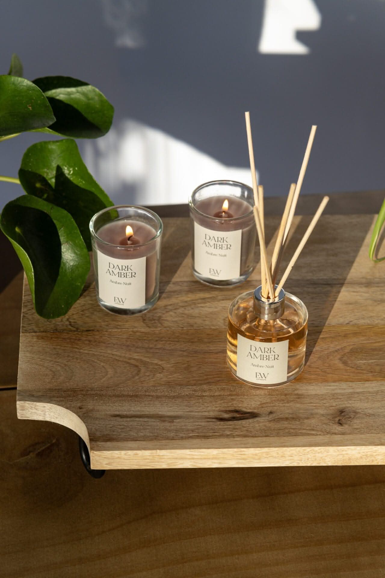 Dark Amber Diffuser and Candle Gift Set
