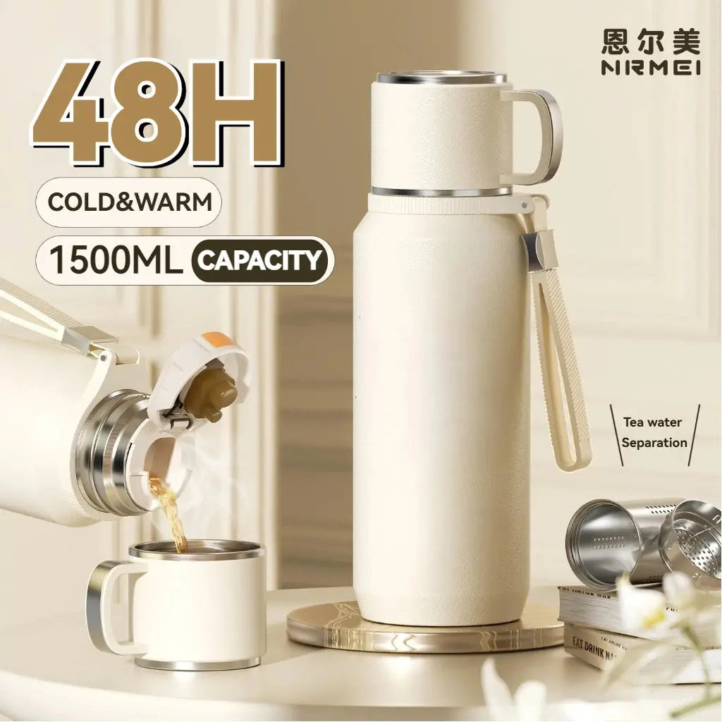 1.5L Stainless Steel Thermos Bottle – Vacuum Insulated Flask for Hot Coffee, Tea & Cold Drinks