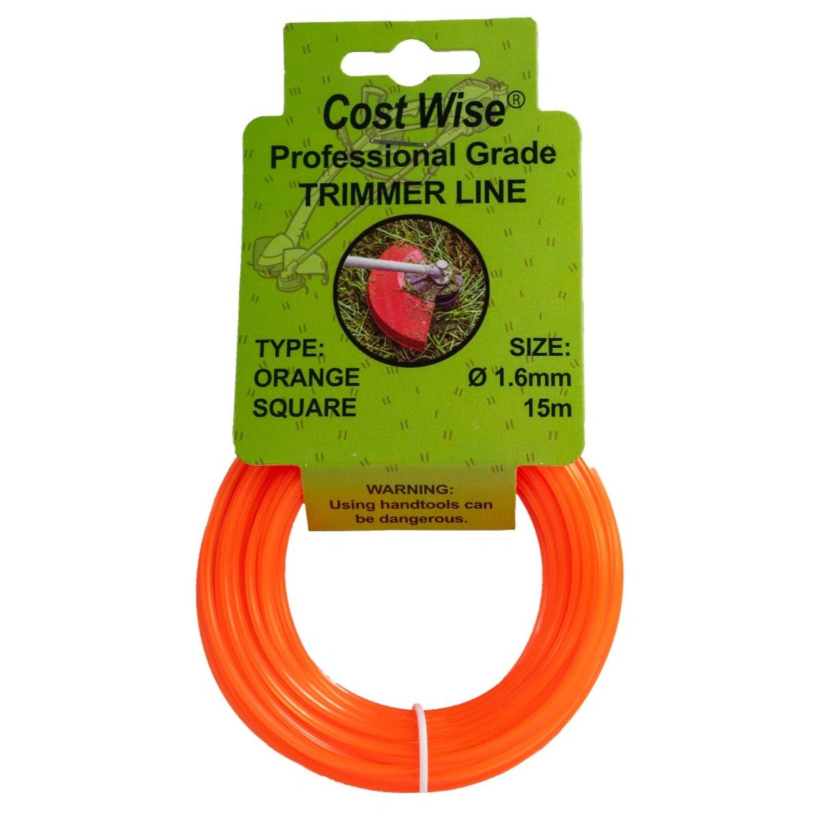 Strimmer Line Orange Square 1.6mm x 15m