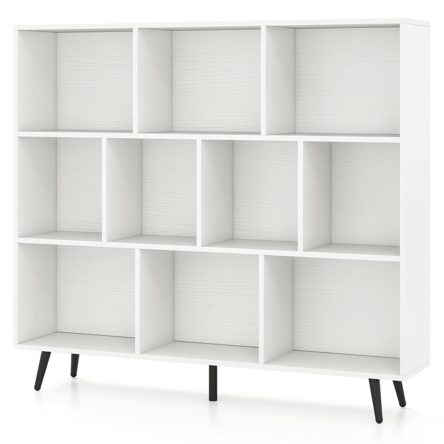 10-Cube Bookcase 120 CM Mid Century Modern Storage Organizer-Brown