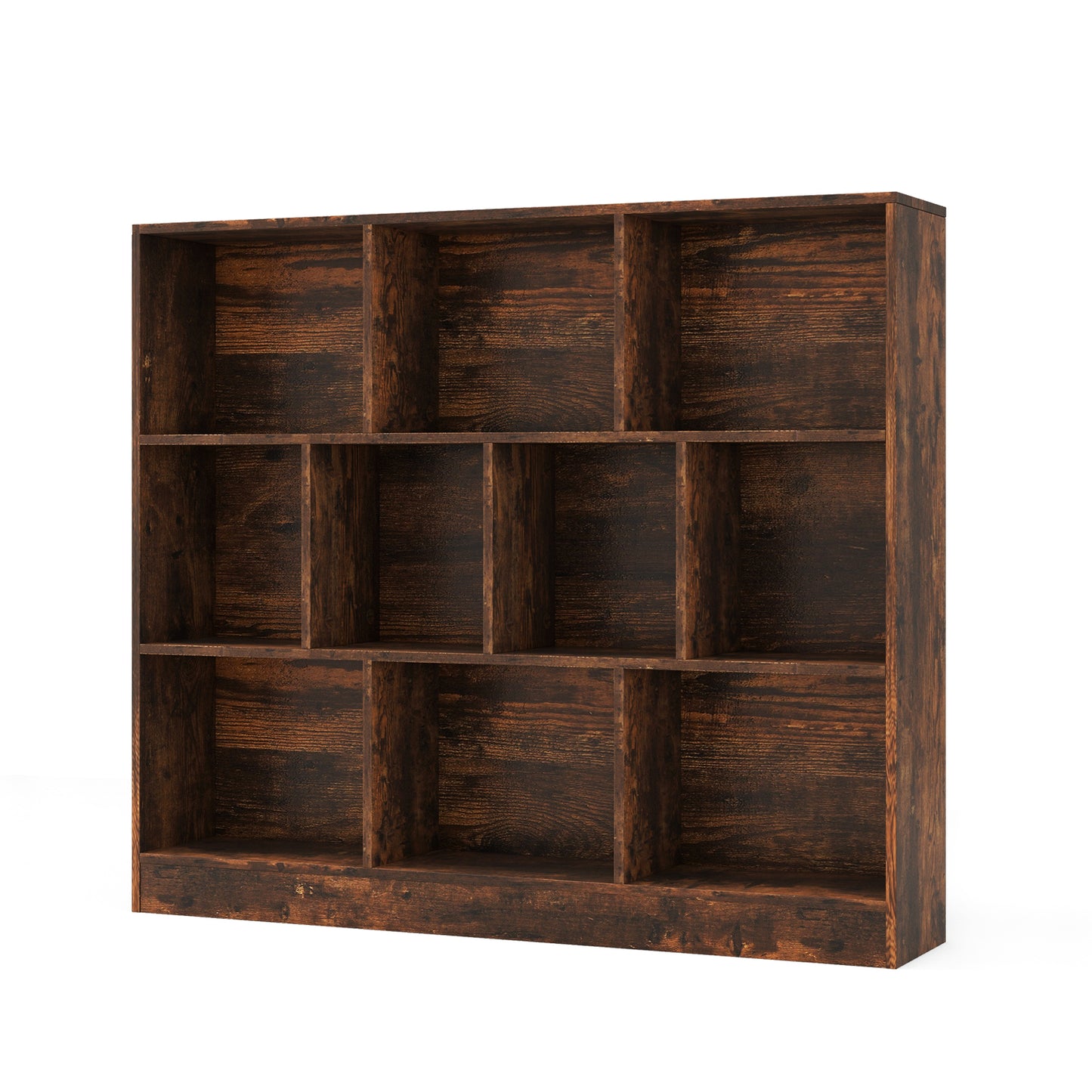 10-Cube Bookshelf Freestanding Storage Organizer with 2 Anti-Tipping Kits-Black