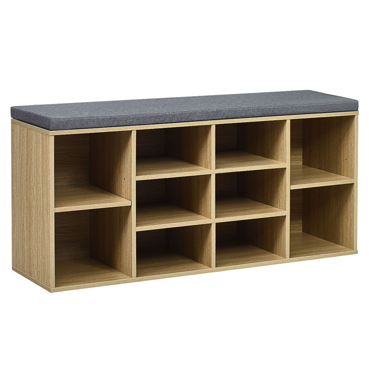 10-Cube Storage Bench Cabinet with Adjustable Shelves-Black