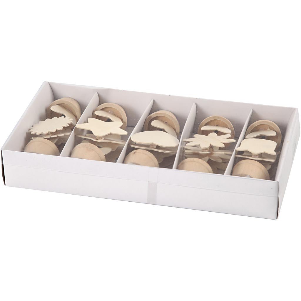 10 x Plywood Memo Holders With Metal Spring Decoration Crafts 10cm