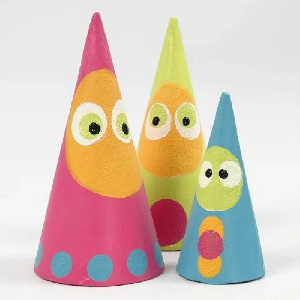 10 x Round Cardboard Cones H:10cm D:5cm Craft Handmade Paper Mache Create/Decorate