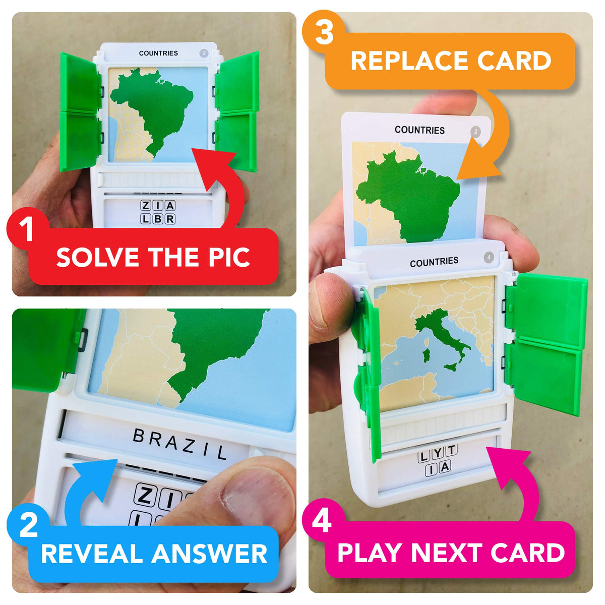 100 PICS Countries of The World Travel Game – Learn 100 Countries with Slide Reveal Cards