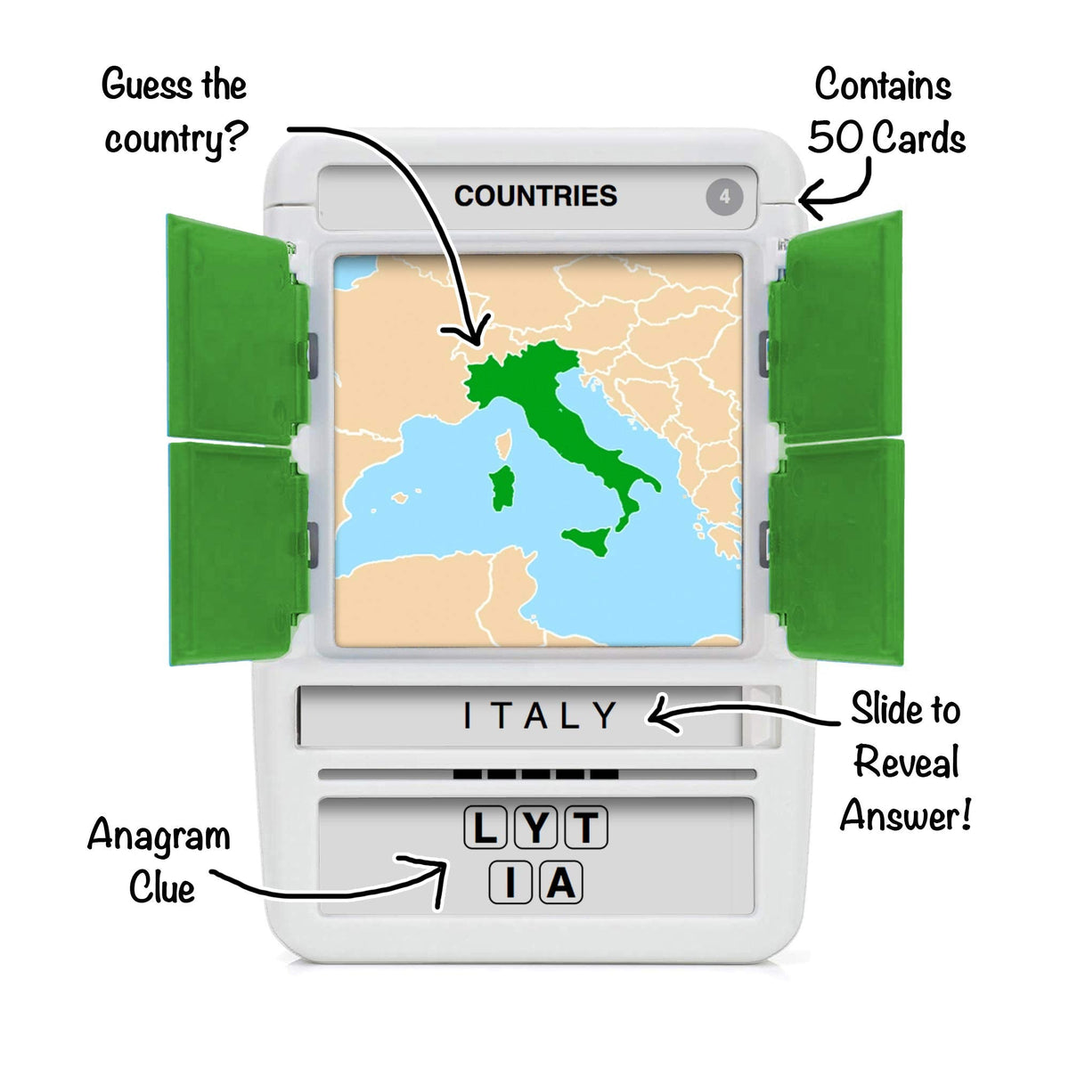 100 PICS Countries of The World Travel Game – Learn 100 Countries with Slide Reveal Cards