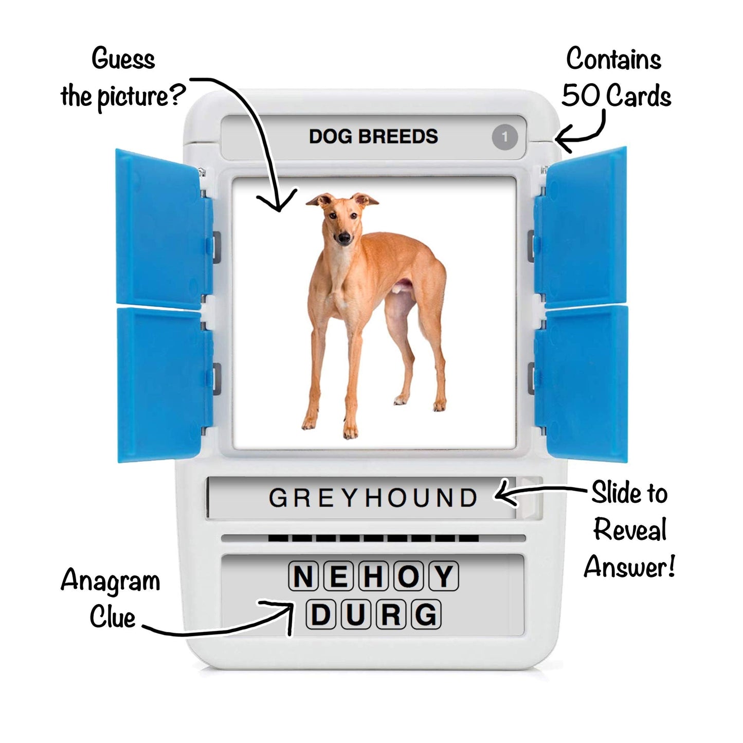 100 PICS Dogs Travel Game – Learn 100 Dog Breeds with Slide Reveal Case