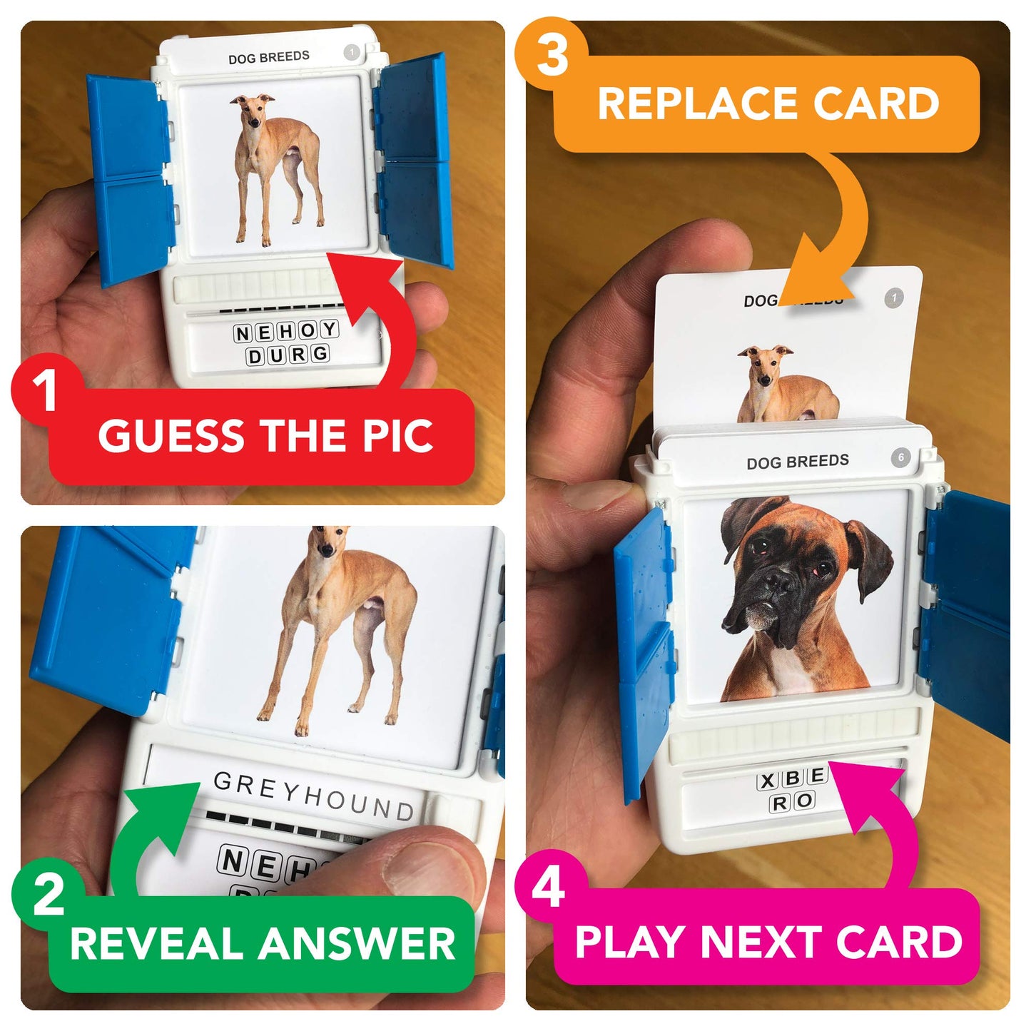 100 PICS Dogs Travel Game – Learn 100 Dog Breeds with Slide Reveal Case