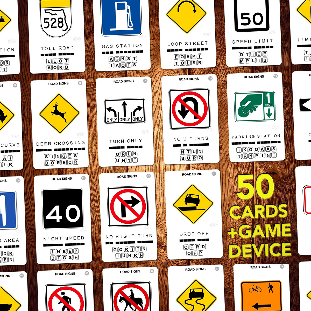 100 PICS US Road Signs Travel Game – Learn 100 Road Signs with Slide Reveal Case