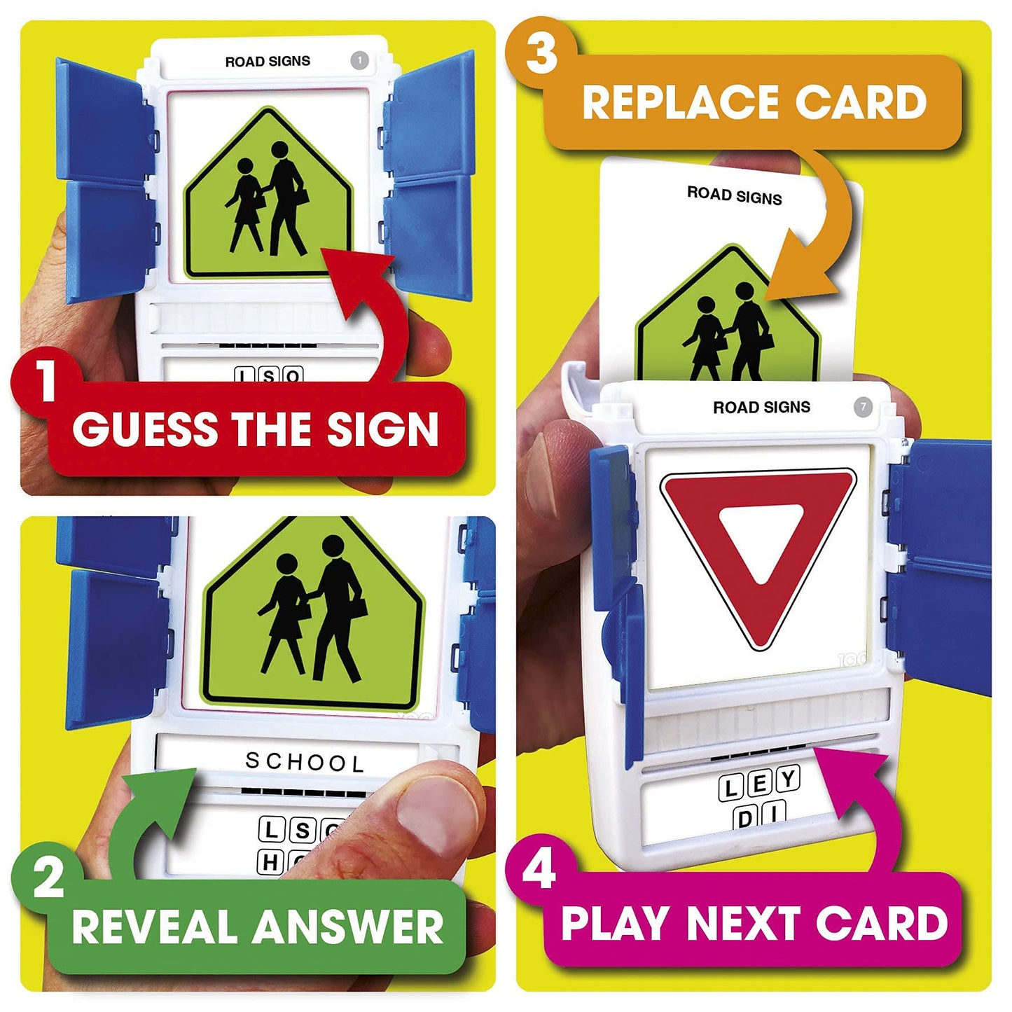 100 PICS US Road Signs Travel Game – Learn 100 Road Signs with Slide Reveal Case