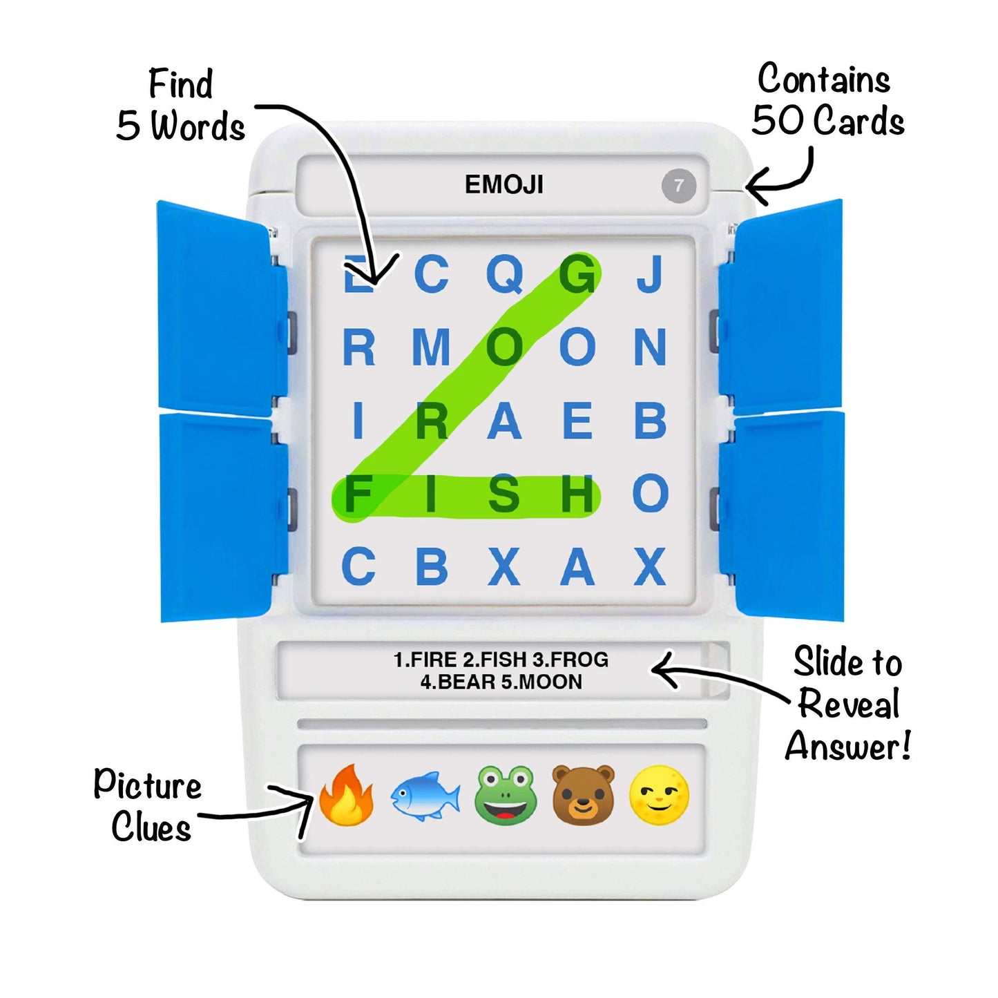 100 PICS Word Search Travel Game – 100 Puzzles with Picture Clues | Portable Family Fun