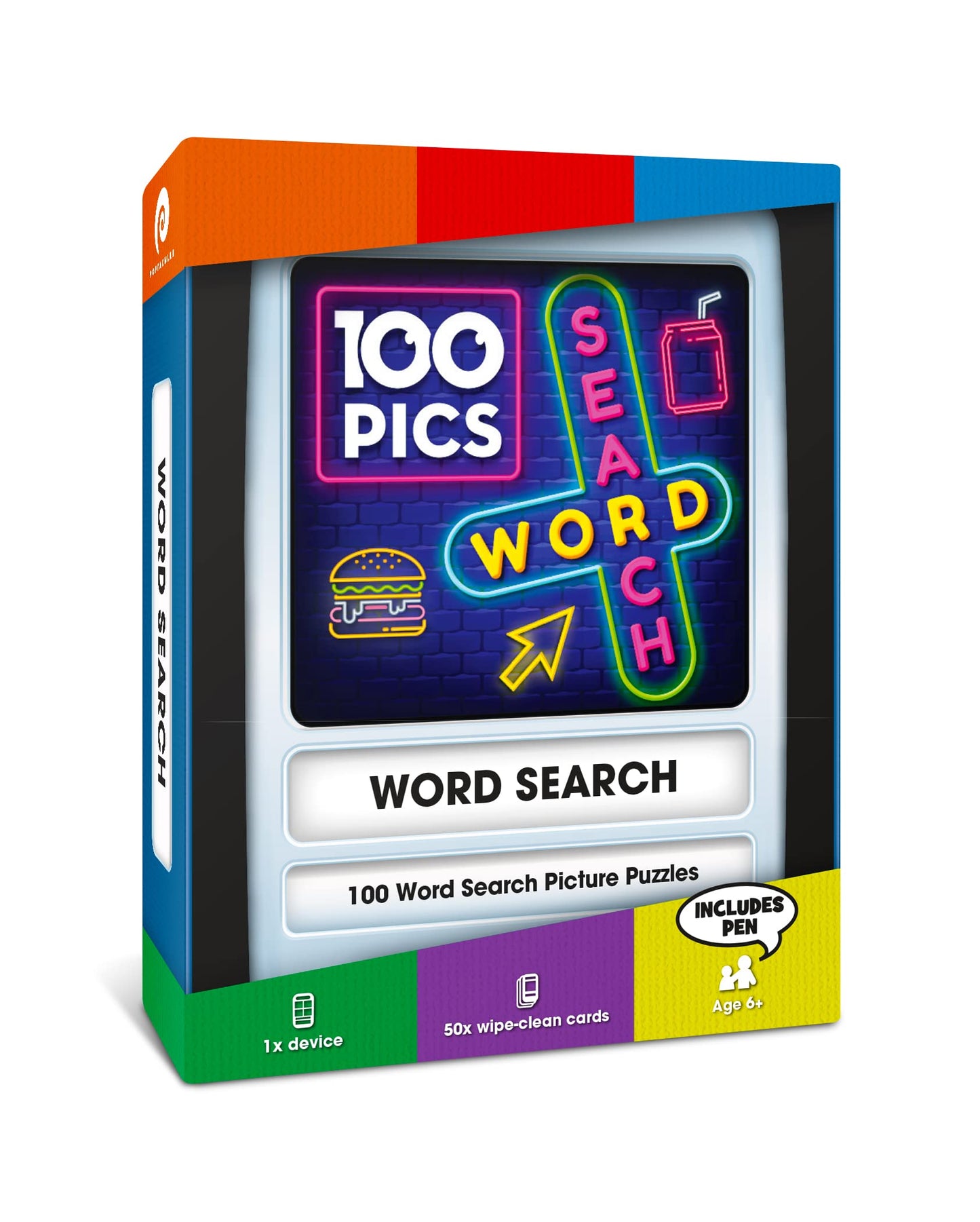 100 PICS Word Search Travel Game – 100 Puzzles with Picture Clues | Portable Family Fun