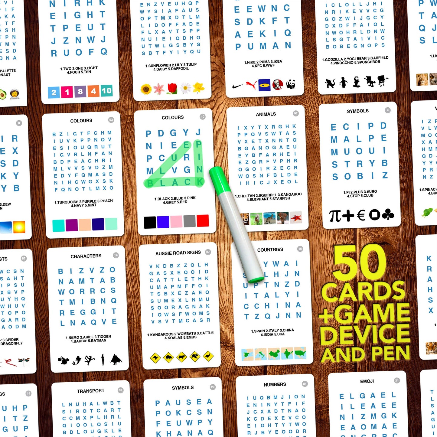100 PICS Word Search Travel Game – 100 Puzzles with Picture Clues | Portable Family Fun