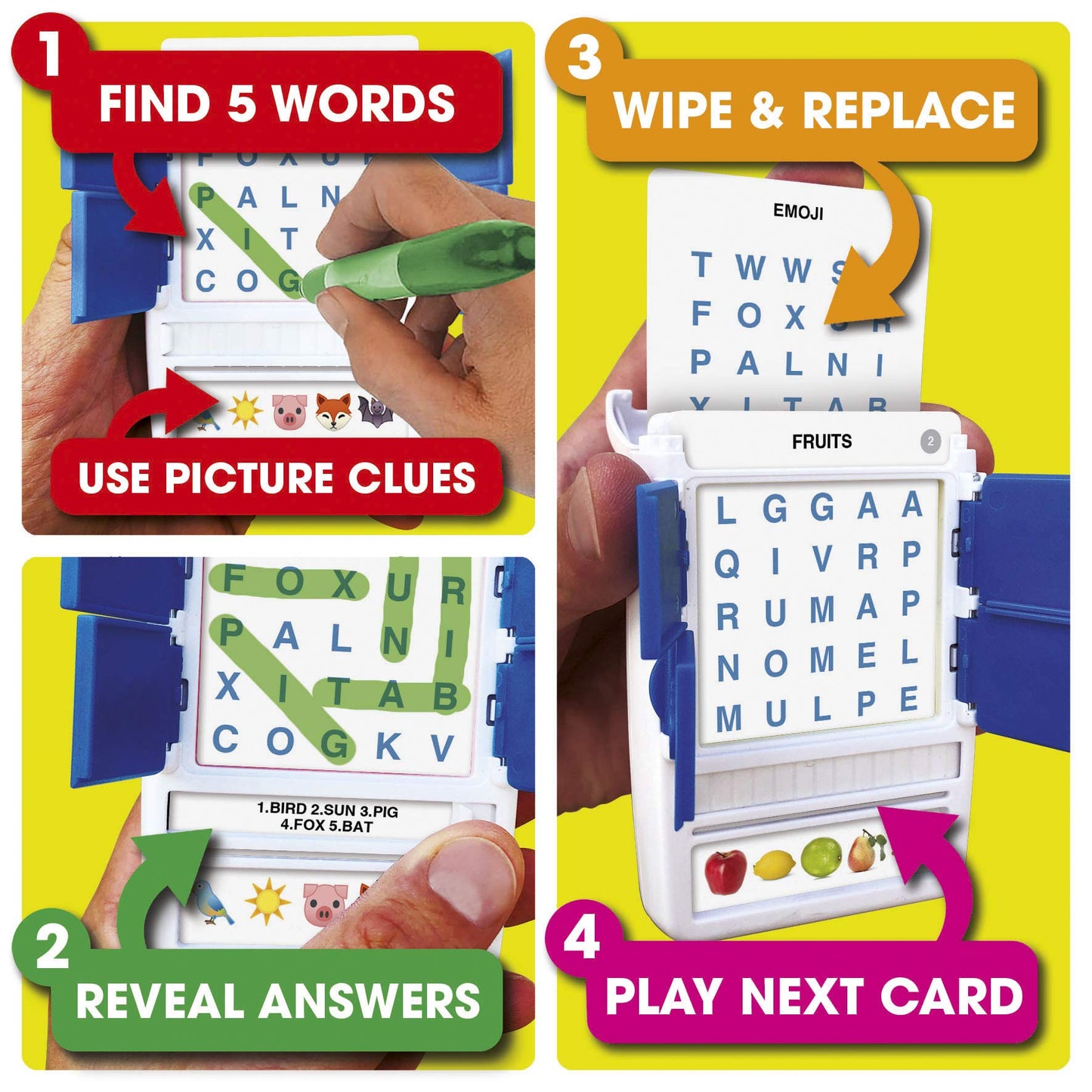 100 PICS Word Search Travel Game – 100 Puzzles with Picture Clues | Portable Family Fun