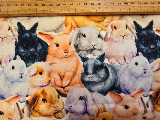 100% Cotton Jersey Rabbits 142cm width