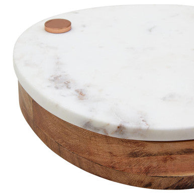 Monzaro White Marble And Wood Cheese Knife And Board Set