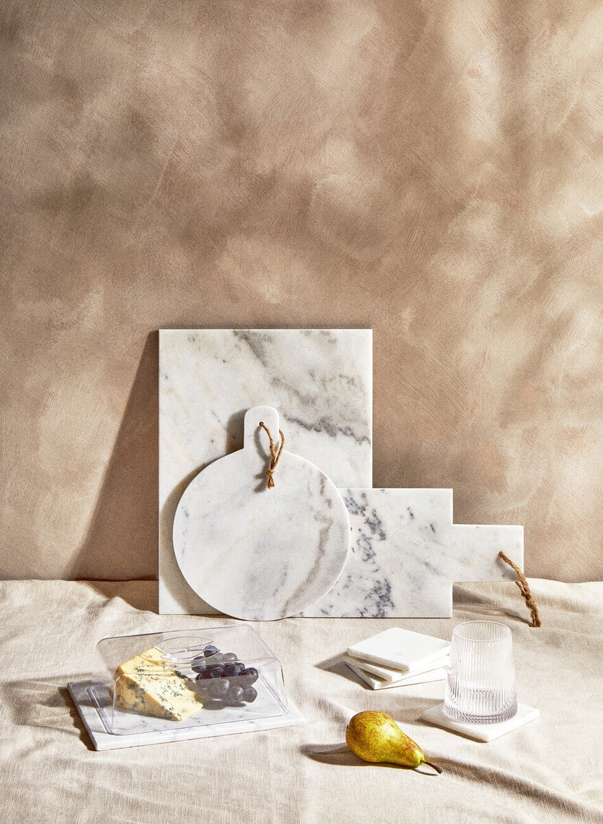 Salerno Small White Marble Chopping And Serving Board