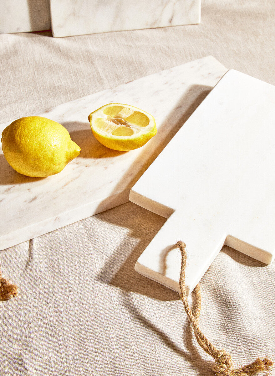 Rectangular White Marble Paddle Chopping and Serving Board | Kindia