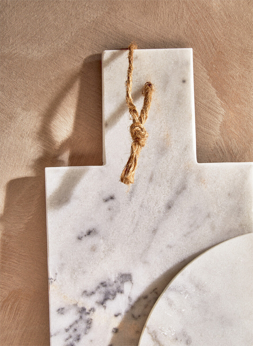 Rectangular White Marble Paddle Chopping and Serving Board | Kindia